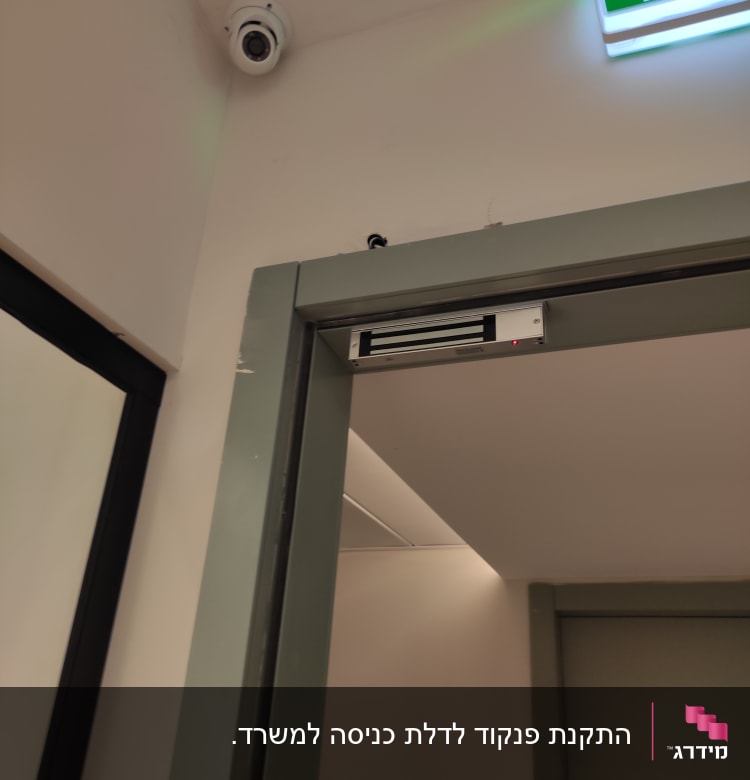 דלת עם מנעול חשמלי ומצלמת אבטחה